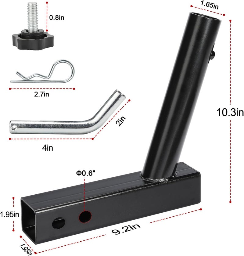 DenForste Hitch Flag Pole Holder, Flagpole Hitch Mount Universal, Angled Flag Pole Holder, Fit for 2 inch Hitch Receiver, Compatible with Trailer Truck Jeep RV Pickup - Image 2